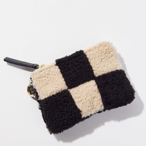 Primecut Checked Shearling Coin Purse NWT - Picture 2 of 6
